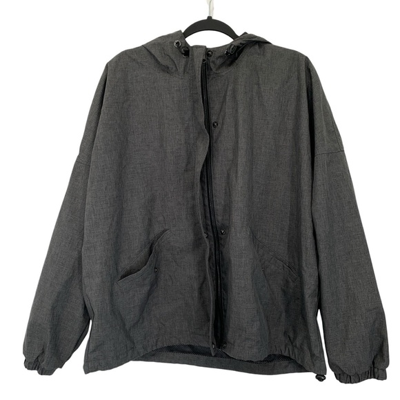 Sweaty Betty Windbreaker Jacket Womens XL Gray Oversized Full Zip Waterproof - Picture 3 of 8
